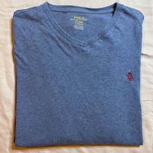 Polo Ralph Lauren Classic-Fit Long-Sleeve Blue Jersey Cotton Tee | Size Large